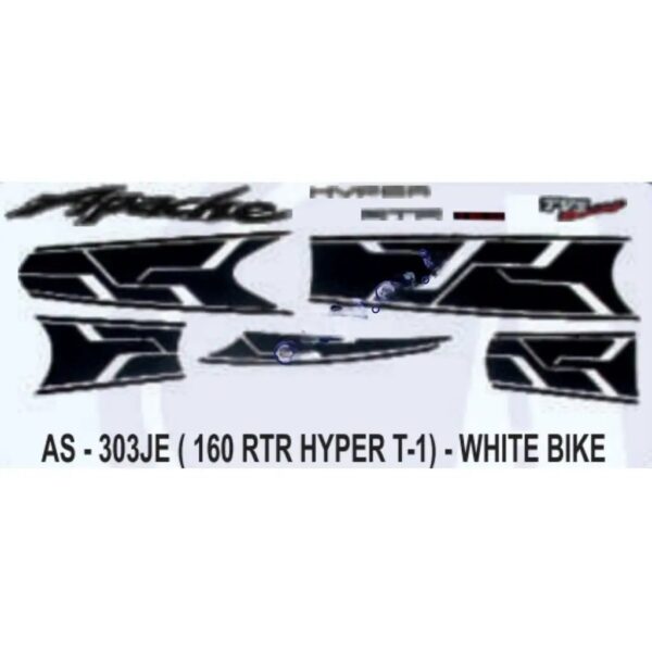 Graphics Sticker Set For Tvs Apache Rtr 160 | Hyper Edgetype 1 | White Vehicle | Both Sides