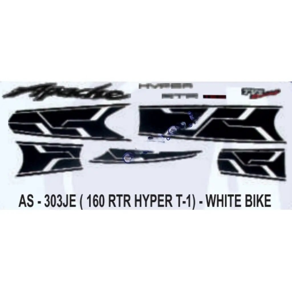 Graphics Sticker Set For Tvs Apache Rtr 160 | Hyper Edgetype 1 | White Vehicle | Both Sides