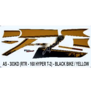Graphics Sticker Set For Tvs Apache Rtr 160 Hyper | Hyper Edge Type 2 | Black Vehicle | Yellow Sticker | Both Sides