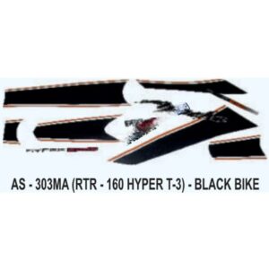 Graphics Sticker Set For Tvs Apache Rtr 160 Hyper | Hyper Edge Type 3 | Black Vehicle | Both Sides