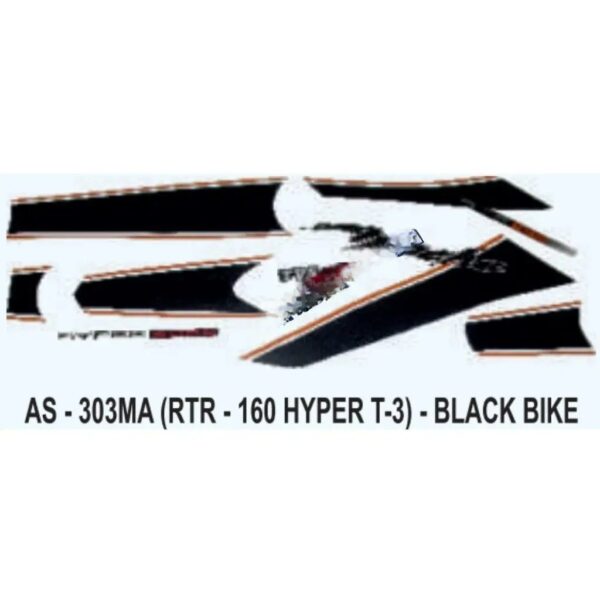 Graphics Sticker Set For Tvs Apache Rtr 160 Hyper | Hyper Edge Type 3 | Black Vehicle | Both Sides