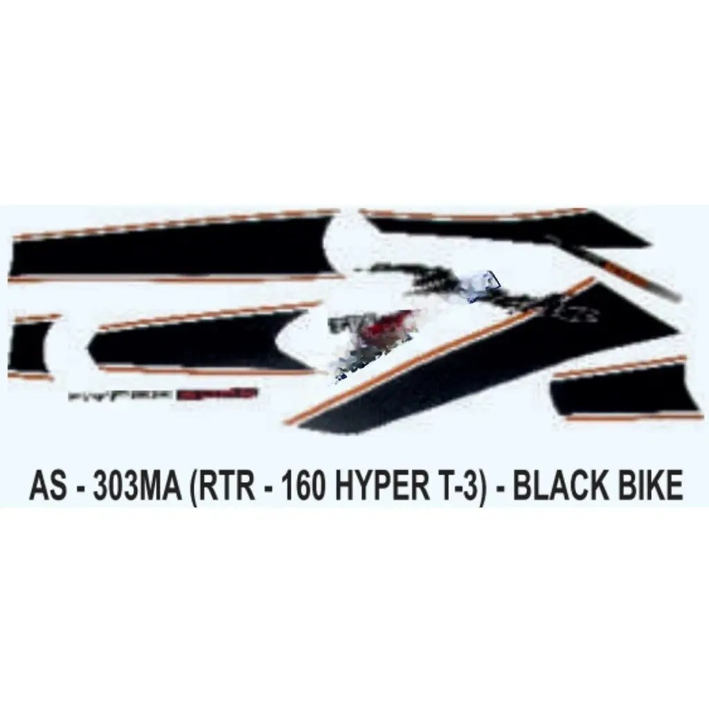 Graphics Sticker Set For Tvs Apache Rtr 160 Hyper | Hyper Edge Type 3 | Black Vehicle | Both Sides