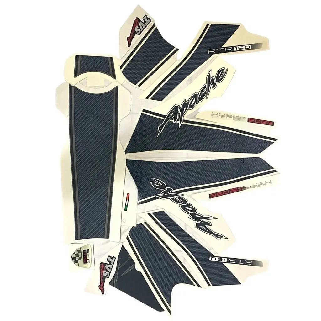 Graphics Sticker Set For Tvs Apache Rtr 160 | Type 3 | Grey Bike | Vinyl Decal Set | Both Sides
