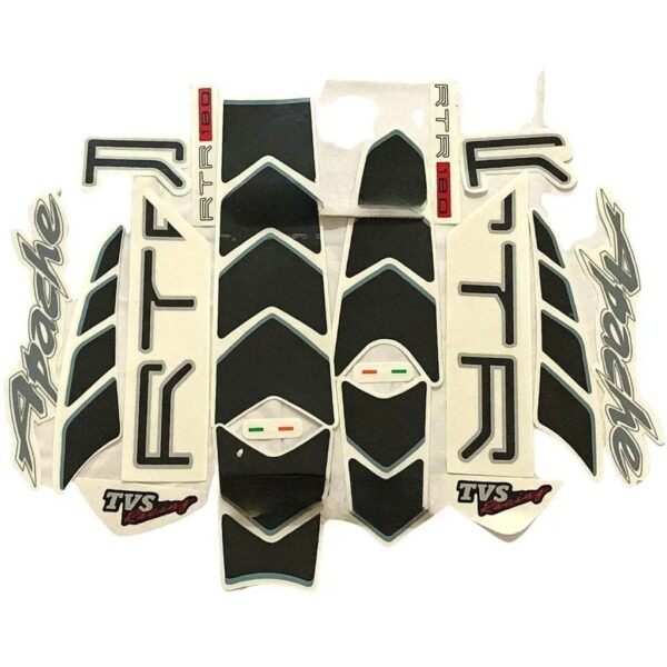 Graphics Sticker Set For Tvs Apache Rtr 180 | Black Bike | Vinyl Decal Set | Both Sides