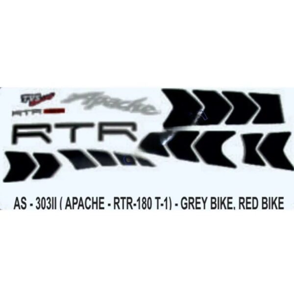 Graphics Sticker Set For Tvs Apache Rtr 180 | Type 1 | Grey Vehicle | Red Sticker | Both Sides
