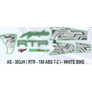 Graphics Sticker Set For Tvs Apache Rtr 180 | Type 2 | Abs | White Vehicle | Both Sides