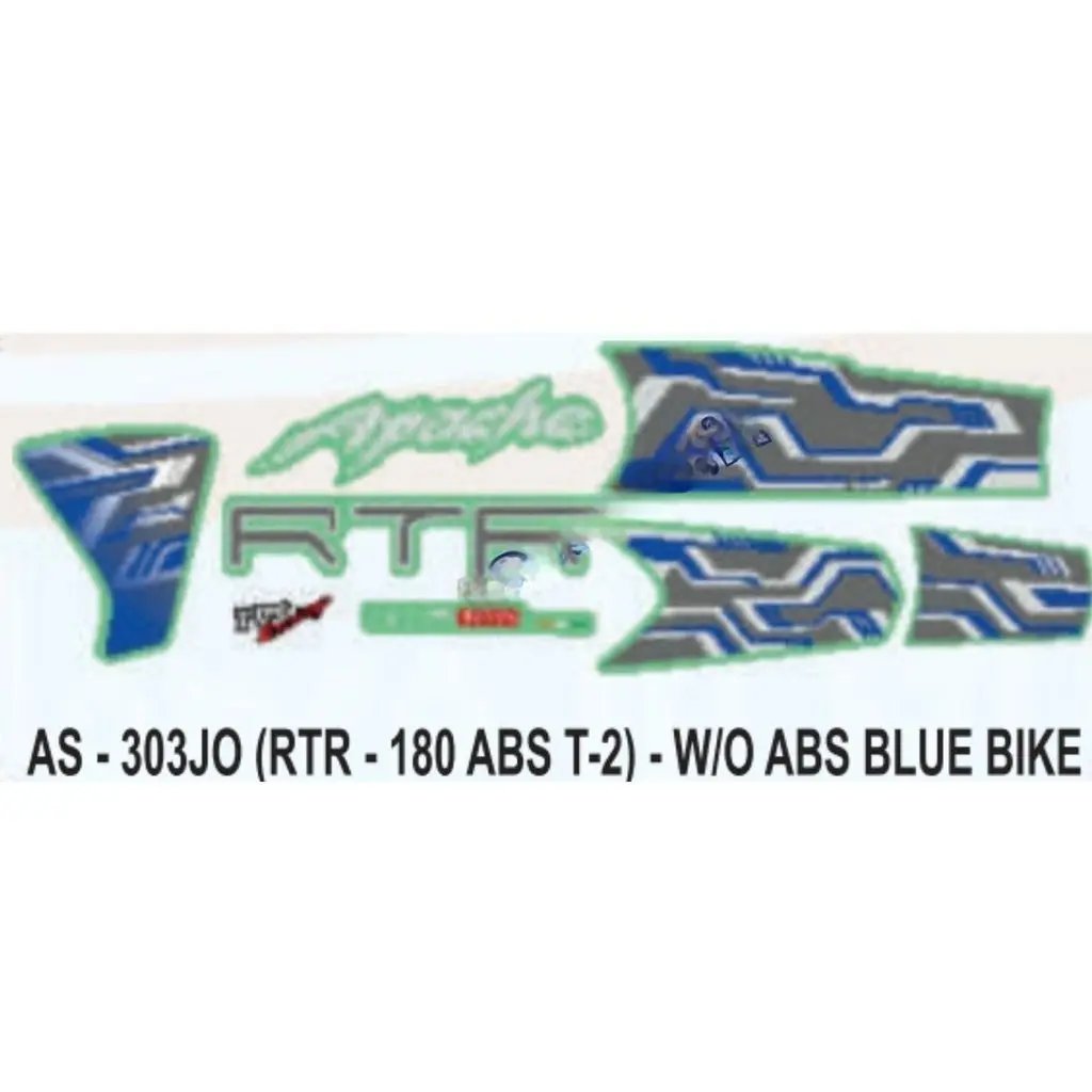 Graphics Sticker Set For Tvs Apache Rtr 180 | Type 2 | Without Abs | Blue Vehicle | Both Sides