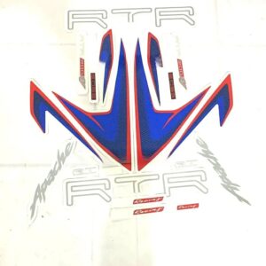 Graphics Sticker Set For Tvs Apache Rtr 200 4v | Blue Bike | Red Sticker | Vinyl Decal Set | Both Sides