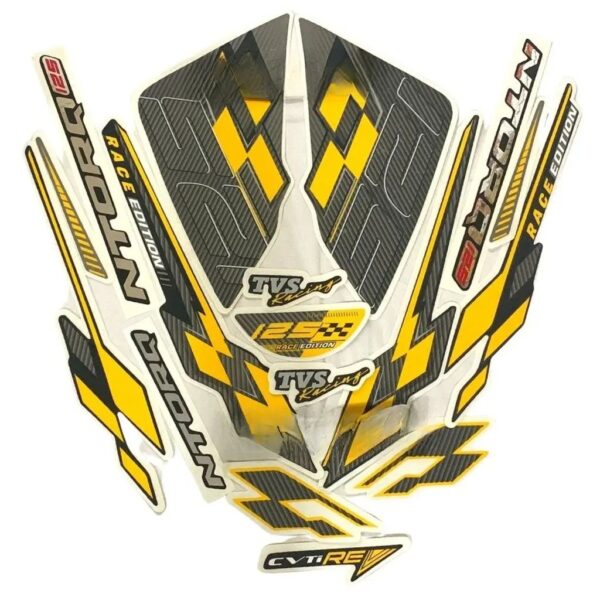 Graphics Sticker Set For Tvs Ntorq 125 | Black & Yellow | Vinyl Decal Set | Both Sides