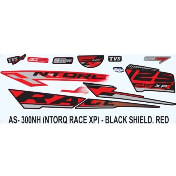 Graphics Sticker Set For Tvs Ntorq 125 | Race Xp | Black Vehicle | Red Sticker | Both Sides
