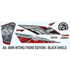 Graphics Sticker Set For Tvs Ntorq 125 | Thor Edition | Black Vehicle | Black Shield Sticker | Both Sides