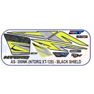 Graphics Sticker Set For Tvs Ntorq Xt 125 | Black Vehicle | Black Shield Sticker | Both Sides