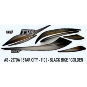 Graphics Sticker Set For Tvs Star City 110 | Black Vehicle | Golden Sticker | Both Sides
