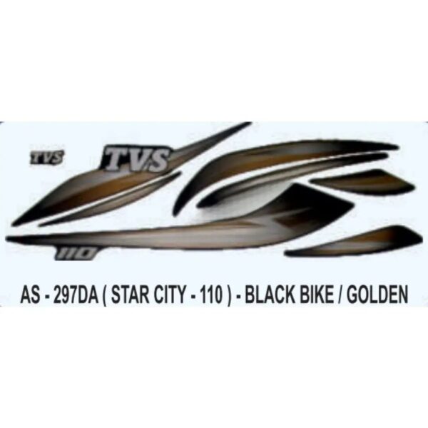 Graphics Sticker Set For Tvs Star City 110 | Black Vehicle | Golden Sticker | Both Sides