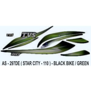 Graphics Sticker Set For Tvs Star City 110 | Black Vehicle | Green Sticker | Both Sides