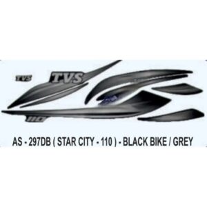 Graphics Sticker Set For Tvs Star City 110 | Black Vehicle | Grey Sticker | Both Sides