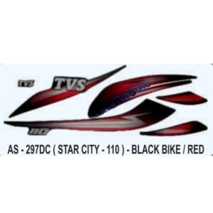 Graphics Sticker Set For Tvs Star City 110 | Black Vehicle | Red Sticker | Both Sides
