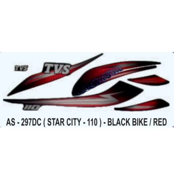 Graphics Sticker Set For Tvs Star City 110 | Black Vehicle | Red Sticker | Both Sides