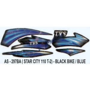 Graphics Sticker Set For Tvs Star City 110 | Type 2 | Black Vehicle | Blue Sticker | Both Sides
