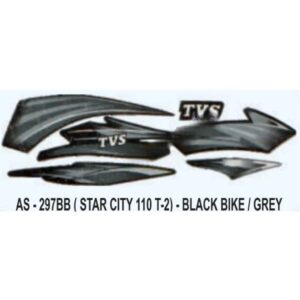 Graphics Sticker Set For Tvs Star City 110 | Type 2 | Black Vehicle | Grey Sticker | Both Sides