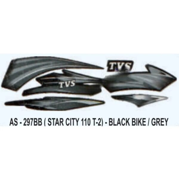 Graphics Sticker Set For Tvs Star City 110 | Type 2 | Black Vehicle | Grey Sticker | Both Sides