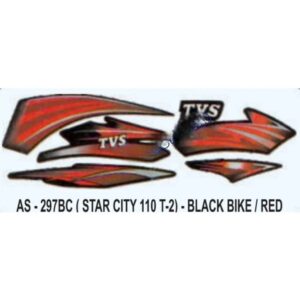 Graphics Sticker Set For Tvs Star City 110 | Type 2 | Black Vehicle | Red Sticker | Both Sides