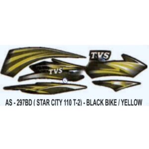 Graphics Sticker Set For Tvs Star City 110 | Type 2 | Black Vehicle | Yellow Sticker | Both Sides