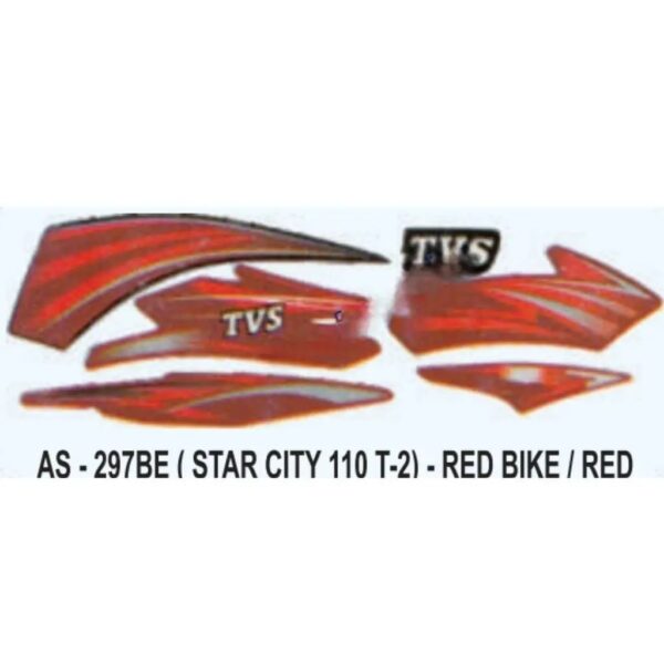 Graphics Sticker Set For Tvs Star City 110 | Type 2 | Red Vehicle | Red Sticker | Both Sides