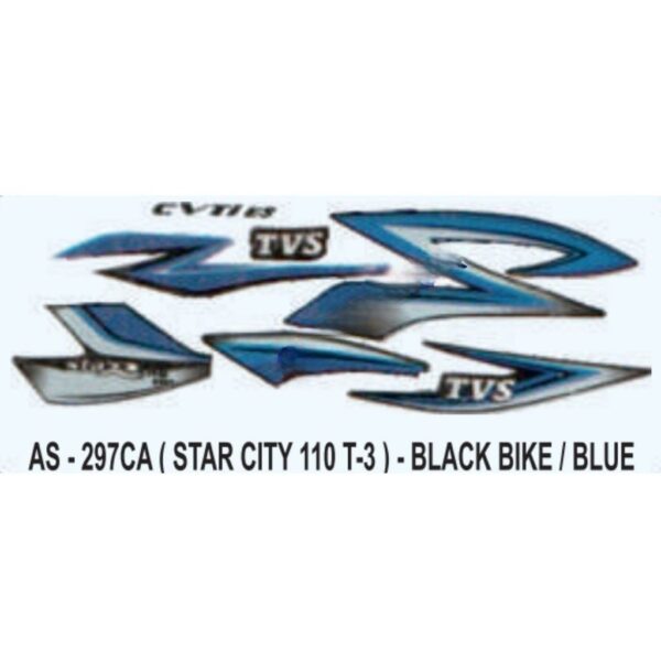 Graphics Sticker Set For Tvs Star City 110 | Type 3 | Black Vehicle | Blue Sticker | Both Sides