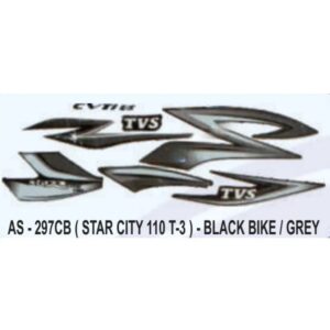 Graphics Sticker Set For Tvs Star City 110 | Type 3 | Black Vehicle | Grey Sticker | Both Sides