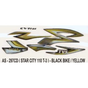 Graphics Sticker Set For Tvs Star City 110 | Type 3 | Black Vehicle | Yellow Sticker | Both Sides