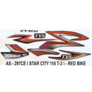 Graphics Sticker Set For Tvs Star City 110 | Type 3 | Red Vehicle | Both Sides