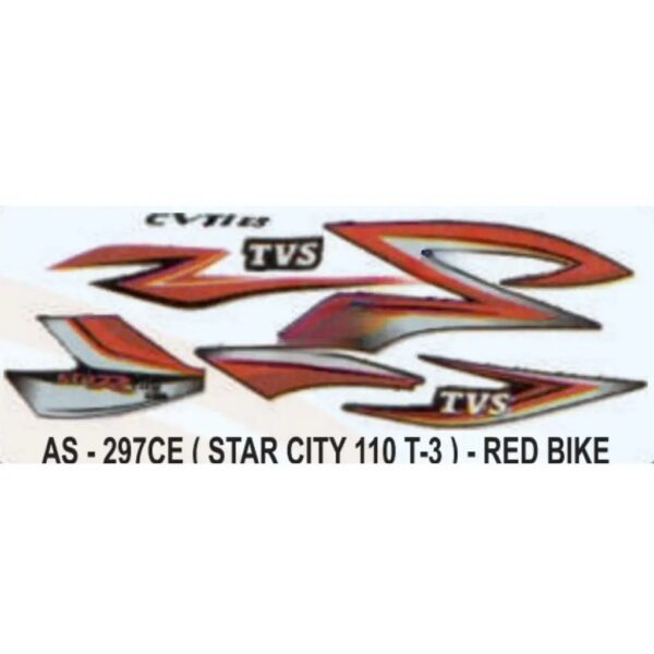 Graphics Sticker Set For Tvs Star City 110 | Type 3 | Red Vehicle | Both Sides