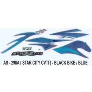 Graphics Sticker Set For Tvs Star City Cvti | Black Vehicle | Blue Sticker | Both Sides