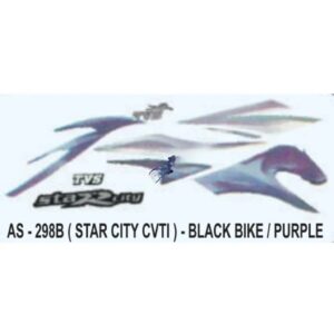 Graphics Sticker Set For Tvs Star City Cvti | Black Vehicle | Purple Sticker | Both Sides