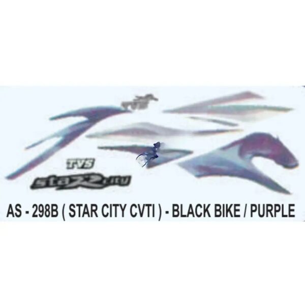 Graphics Sticker Set For Tvs Star City Cvti | Black Vehicle | Purple Sticker | Both Sides