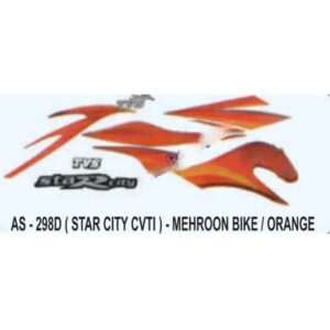Graphics Sticker Set For Tvs Star City Cvti | Mehroon Vehicle | Orange Sticker | Both Sides