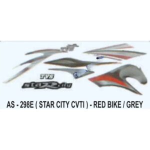 Graphics Sticker Set For Tvs Star City Cvti | Red Vehicle | Grey Sticker | Both Sides