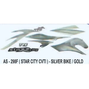 Graphics Sticker Set For Tvs Star City Cvti | Silver Vehicle | Gold Sticker | Both Sides