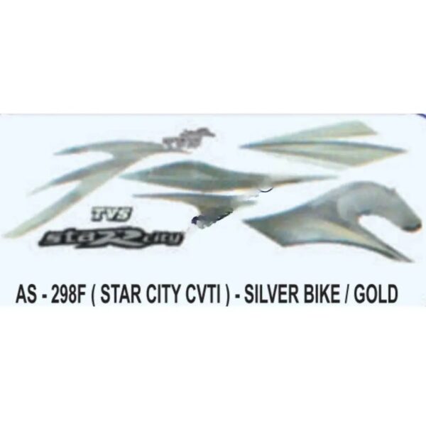 Graphics Sticker Set For Tvs Star City Cvti | Silver Vehicle | Gold Sticker | Both Sides