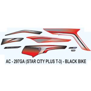 Graphics Sticker Set For Tvs Star City Plus | Type 3 | Black Vehicle | Both Sides