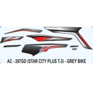 Graphics Sticker Set For Tvs Star City Plus | Type 3 | Grey Vehicle | Both Sides