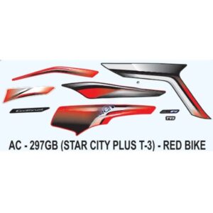 Graphics Sticker Set For Tvs Star City Plus | Type 3 | Red Vehicle | Both Sides