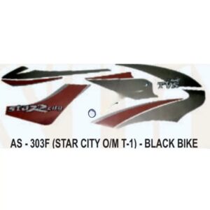 Graphics Sticker Set For Tvs Star City | Type 1 | Old Model | Black Vehicle | Both Sides