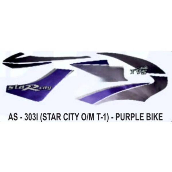 Graphics Sticker Set For Tvs Star City | Type 1 | Old Model | Purple Vehicle | Both Sides
