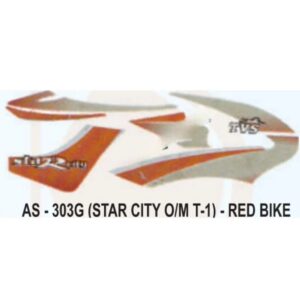 Graphics Sticker Set For Tvs Star City | Type 1 | Old Model | Red Vehicle | Both Sides