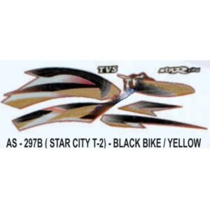 Graphics Sticker Set For Tvs Star City | Type 2 | Black Vehicle | Yellow Sticker | Both Sides