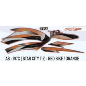 Graphics Sticker Set For Tvs Star City | Type 2 | Red Vehicle | Orange Sticker | Both Sides