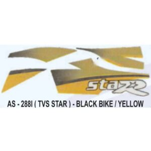 Graphics Sticker Set For Tvs Tvs Star | Black Vehicle | Yellow Sticker | Both Sides