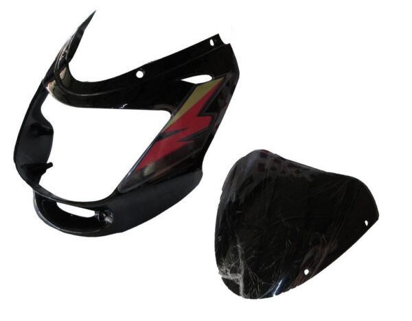 Headlight Visor With Glass Fit For Bajaj Caliber 115 Black (red Sticker)